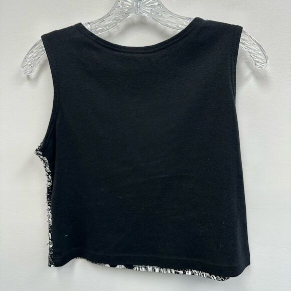 Vintage 90’s Beaded Snakeskin Reptile Black & White Cotton Boxy Tank Top Size M - Picture 7 of 7